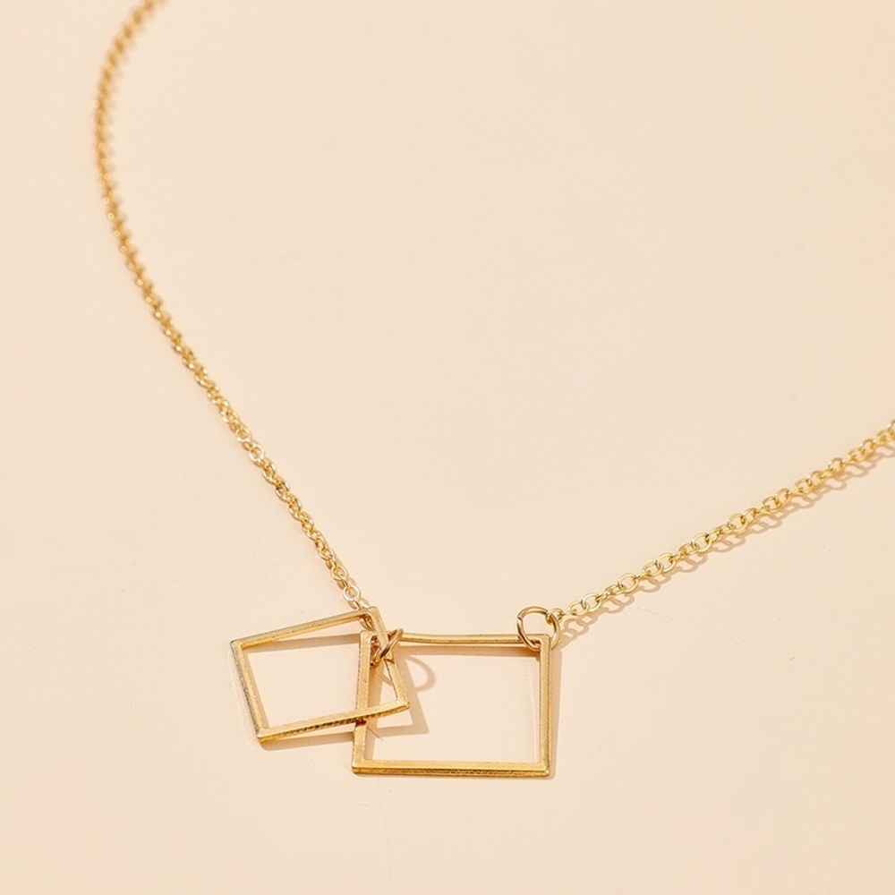 *GIANINA* Gold Simple Geometric Square Pendant Fashion Necklace - Picture 4 of 5
